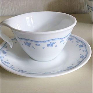 コレール(CORELLE)の◆コレール　カップ＆ソーサー4客　モーニング ブルー　中古(グラス/カップ)