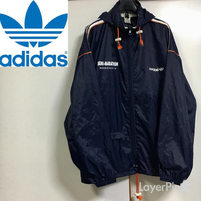 90sヴィンテージ adidas アディダス  ウインドブレーカー ネイビー M