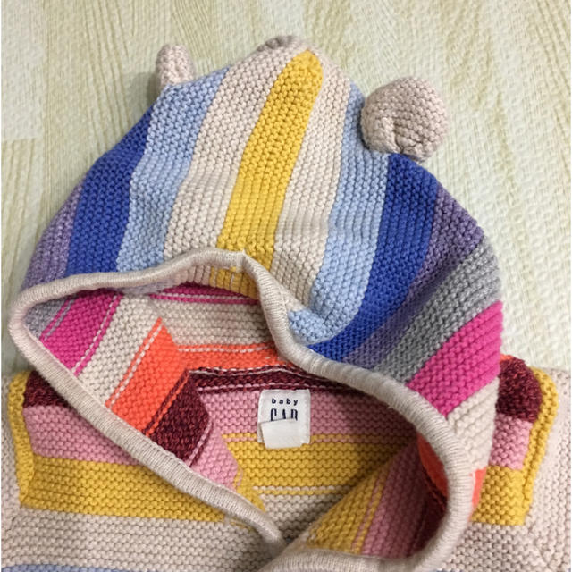 babyGAP(ベビーギャップ)の baby gapクマ耳ボーダーカーディガン キッズ/ベビー/マタニティのベビー服(~85cm)(カーディガン/ボレロ)の商品写真