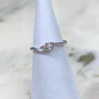 ［本物・新品未使用］pt900 0.13ct ピンクダイヤ 0.02ct ６号(リング(指輪))