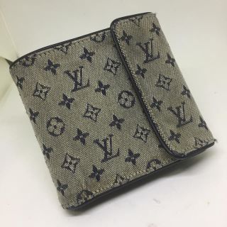 ルイヴィトン(LOUIS VUITTON)の【Louis Vuitton】三つ折り財布★　モノグラムミニ　ブルー　ヴィトン(折り財布)