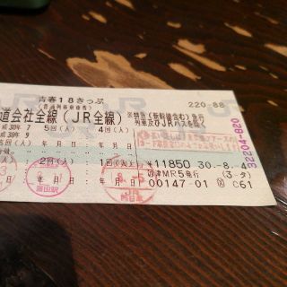 青春 １８切符　２回分(鉄道乗車券)