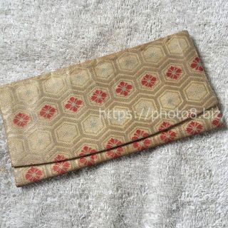 ■和装 長財布 和風 札入れゴールド金色 ☆USED中古品♪(財布)