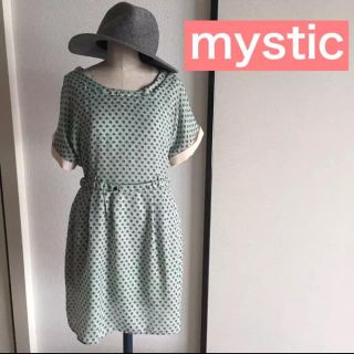 ミスティック(mystic)のL134 極美品 mystic ワンピース ミントグリーン 花柄 総柄(ひざ丈ワンピース)