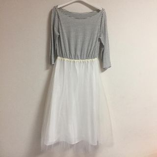 ジルスチュアート(JILLSTUART)のお値下げ ジルスチュアート  ボーダー、チュール ワンピース  2(ひざ丈ワンピース)