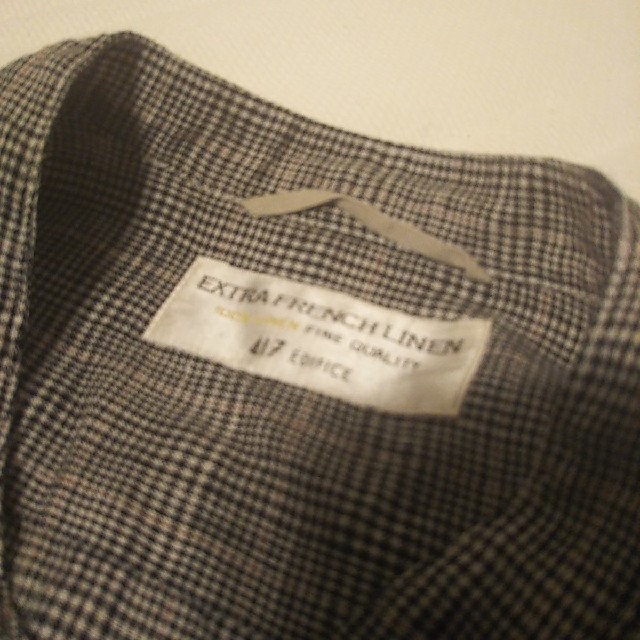 EDIFICE(エディフィス)の417EDIFICE フレンチリネン ノーカラーシャツ グレンチェック メンズのトップス(シャツ)の商品写真