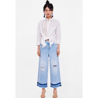 ザラ(ZARA)の新品☆ZARA BASIC ザラ ハイライズデニムキュロットパンツ(デニム/ジーンズ)