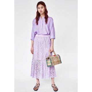 ザラ(ZARA)の新品☆ZARA ザラ ミディ丈レーススカート(ロングスカート)