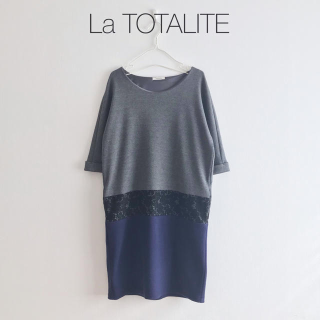 La TOTALITE(ラトータリテ)の美品◇ラトータリテ バイカラーサックワンピース 上品 通勤仕事 春秋 レディースのワンピース(ひざ丈ワンピース)の商品写真