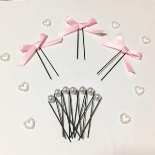 リボンピン パールピン 10本セット(ヘアアクセサリー)