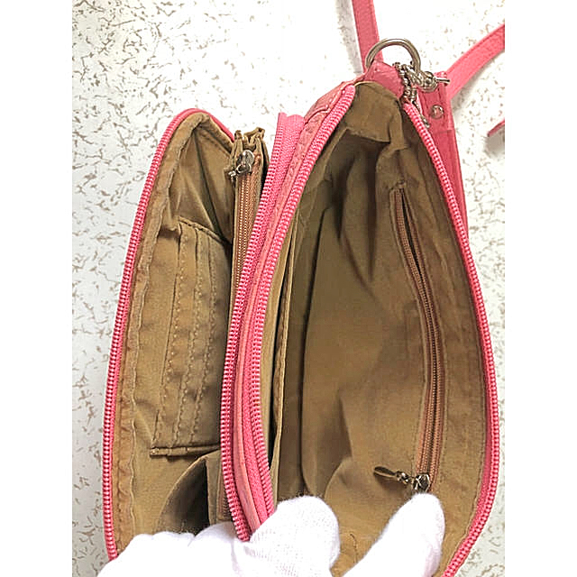  オーストリッチ 2WAY バッグ お財布 ポシェット ピンク レディースのバッグ(ショルダーバッグ)の商品写真