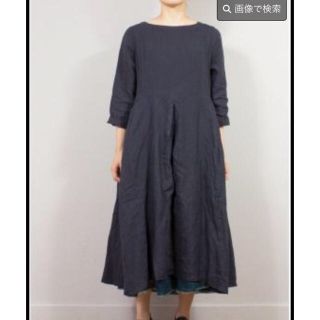 ネストローブ(nest Robe)のネストローブ  リネン ギャザータック ワンピース ネイビー(ロングワンピース/マキシワンピース)