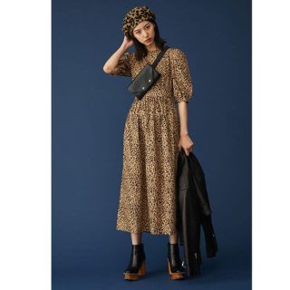 マウジー(moussy)の今季新作完売☆MOUSSY OPEN BACK ドレス☆レオパードワンピース新品(ロングワンピース/マキシワンピース)