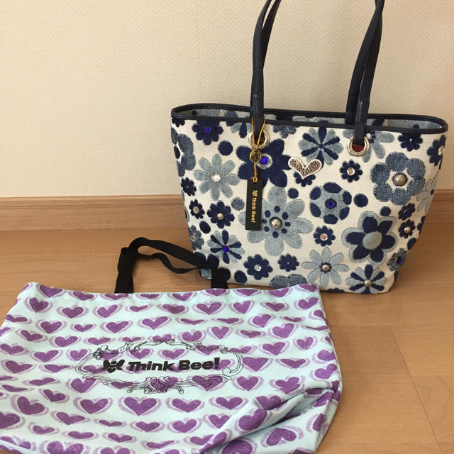 新品☆シンクビー ブルーカナリー☆花柄ショルダーバッグ 保存袋付き