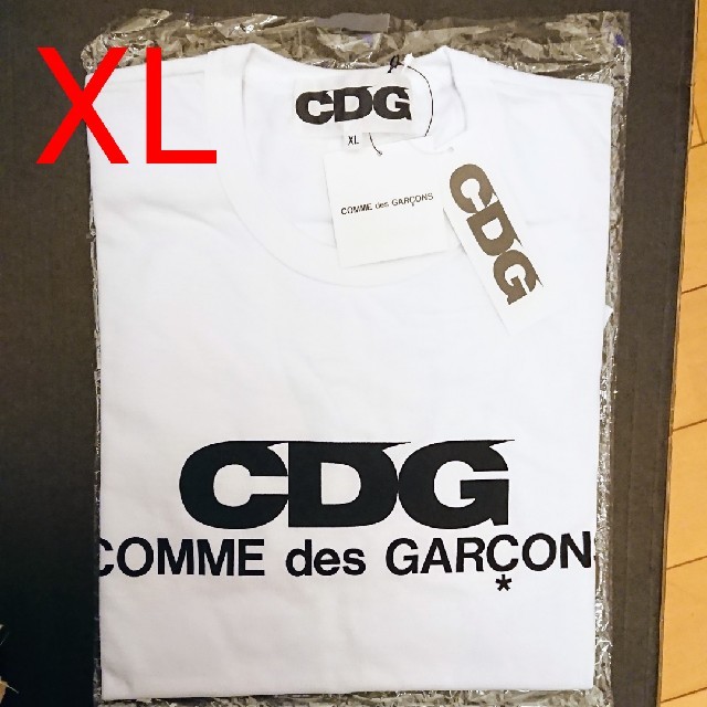 Tシャツ/カットソー(半袖/袖なし)【XL】CDG logo tシャツ tee 白 ロゴ 希少