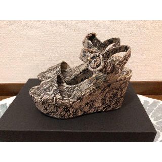 ドルチェアンドガッバーナ(DOLCE&GABBANA)の☆ドルチェ＆ガッバーナ レース柄 ウェッジサンダル 36.5☆(サンダル)