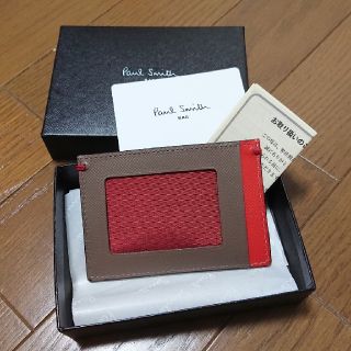 ポールスミス(Paul Smith)の新品！ポールスミス パスケース 定期入れ 箱入り 牛革 ネイビー レッド(名刺入れ/定期入れ)