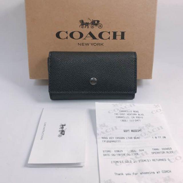 新品！COACH 　レザー　キーケース　Black/CM