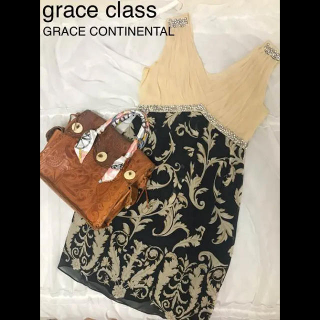 grace class ビジュー付柄ドレス