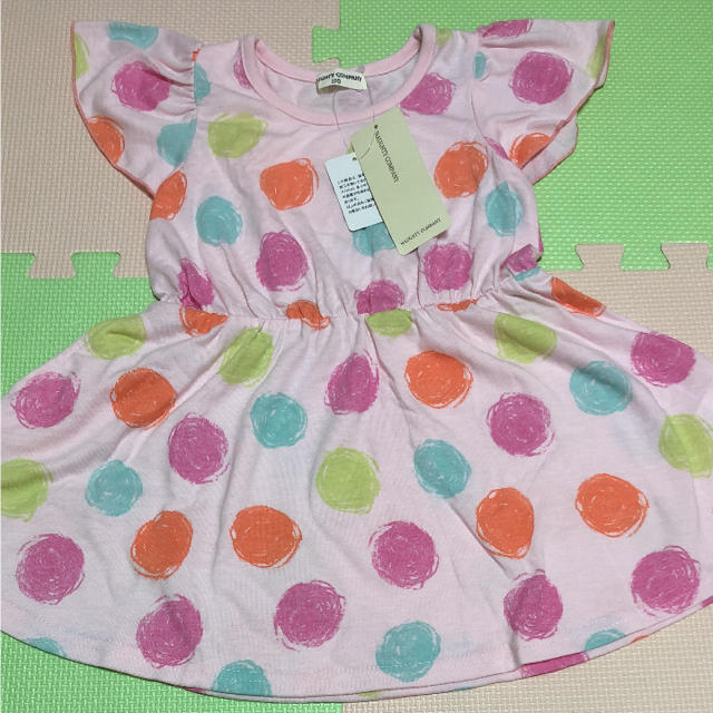 女児  ドット  ワンピース  100  ピンク キッズ/ベビー/マタニティのキッズ服女の子用(90cm~)(ワンピース)の商品写真