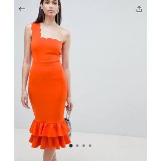 エイソス(asos)のasos ドレス 結婚式 パーティー ワンピース オレンジ(ひざ丈ワンピース)