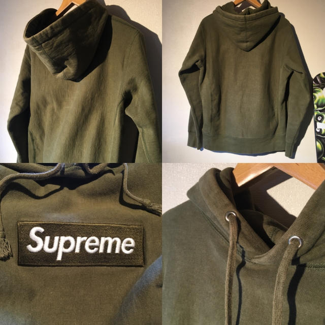 シュプリーム ボックスロゴ　パーカー　Box Logo Hooded カーキ　L