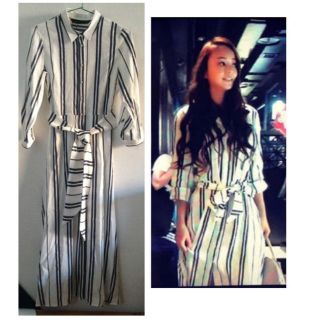 ザラ(ZARA)の【美品】安室奈美恵さん着用 ZARAストライプワンピース(ロングワンピース/マキシワンピース)