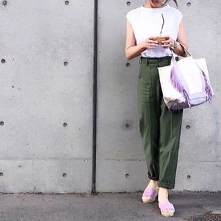 ドゥロワー(Drawer)のayako＊フリンジBAG Mサイズ💜ラベンダー(トートバッグ)