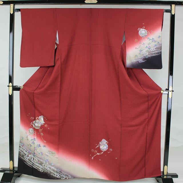 AB4614　のっぽ様  訪問着　165㎝　臙脂系　手毬柄