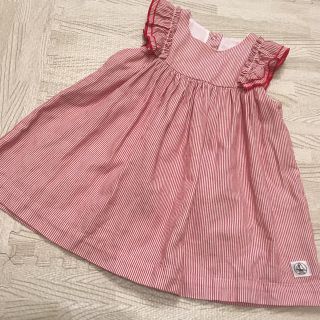 プチバトー(PETIT BATEAU)のプチバトー 18SS ストライプワンピース 12m 美品(ワンピース)