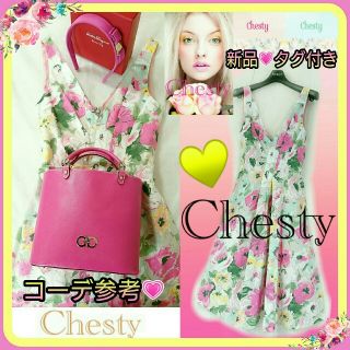 チェスティ(Chesty)のタグ付き💗試着のみ Chesty (チェスティ)コットン フラワーワンピース1(ひざ丈ワンピース)