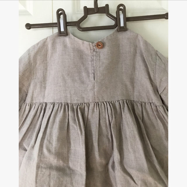 ヨークワンピース 90〜95  麻 リネン キッズ/ベビー/マタニティのキッズ服女の子用(90cm~)(ワンピース)の商品写真