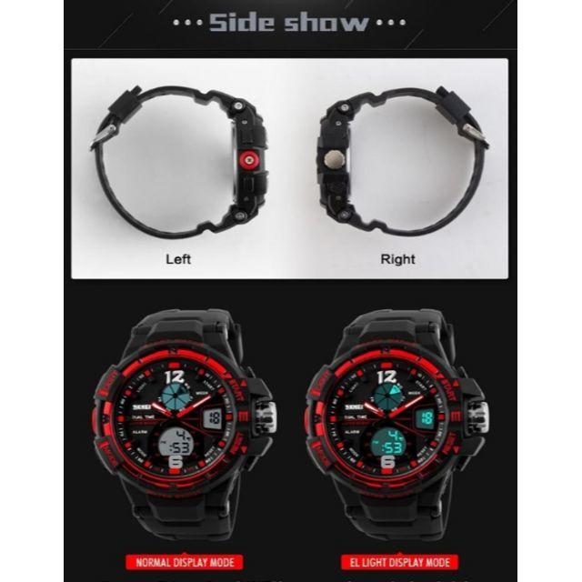 ■新品■　赤　デュアルディスプレイ　防水ダイバーズ　ウォッチ メンズの時計(腕時計(デジタル))の商品写真