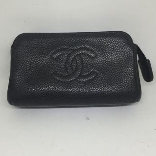 シャネル(CHANEL)の【CHANEL】コスメポーチ★　キャビアスキン　ココマーク　シャネル　黒色(ポーチ)