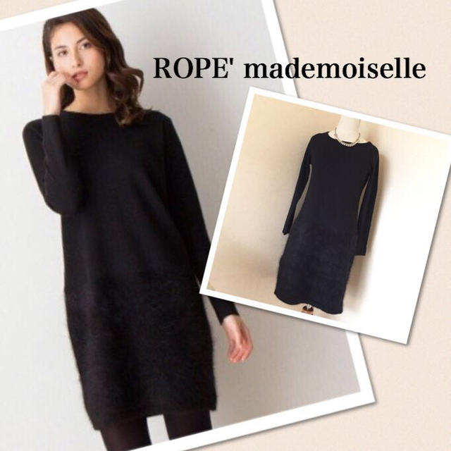 ROPE’(ロペ)のROPE'アンゴラ切替ニットワンピース レディースのワンピース(ひざ丈ワンピース)の商品写真