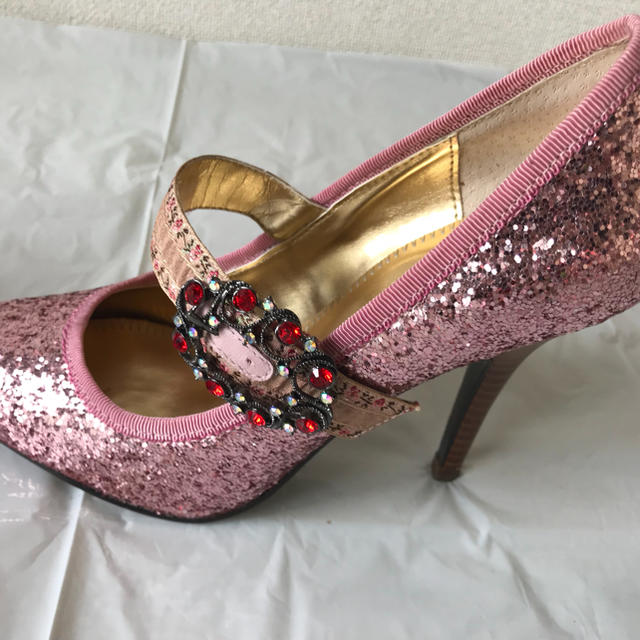 海外ブランド ラメパンプス ピンク レディースの靴/シューズ(ハイヒール/パンプス)の商品写真