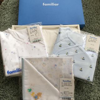 ファミリア(familiar)のファミリア familiar 肌着 ガーゼ 新品未使用＆UCHINOガーゼセット(肌着/下着)