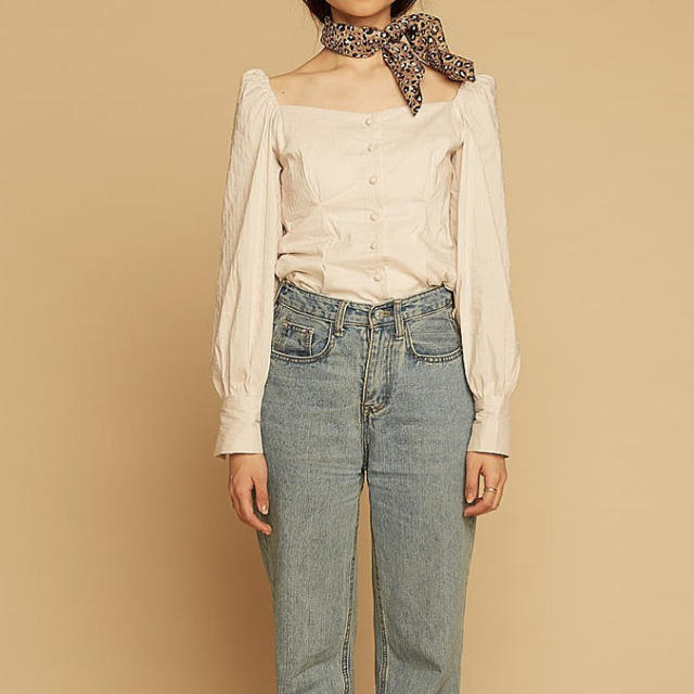 randeboo square vintage blouse white