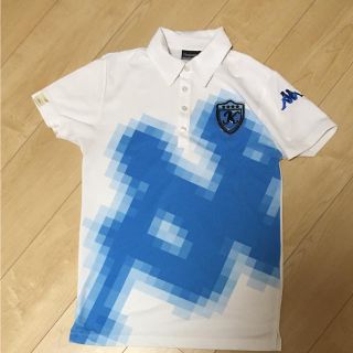 カッパ(Kappa)のKappa【M】ゴルフ 半袖ポロシャツ ロゴ＆ステッカー✳︎白✖︎ブルー(ウエア)