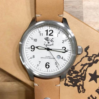イルビゾンテ(IL BISONTE)の新品 イルビゾンテ 時計 ヌメ革 ベルト 腕時計 ブランド レザー ウォッチ 白(腕時計(アナログ))
