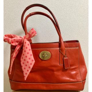 コーチ(COACH)の【美品】COACH コーチ☆レザー ハンドバッグ レッド(ハンドバッグ)