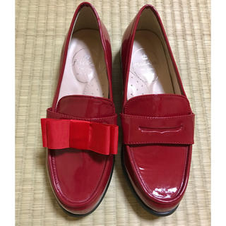 赤 ローファー 23cm(ローファー/革靴)
