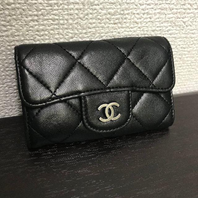 CHANEL シャネル 4連 キーケース マトラッセ ラムスキン 黒