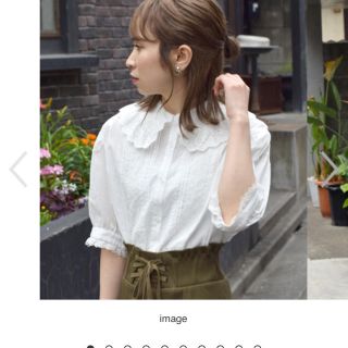 ダブルクローゼット(w closet)のW closet レース襟ショート丈ブラウス ブラック(シャツ/ブラウス(長袖/七分))