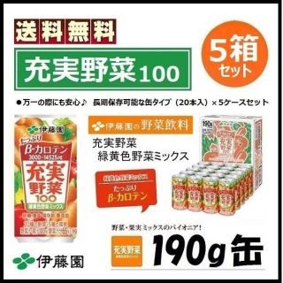 イトウエン(伊藤園)の伊藤園 充実野菜100 100本セット 野菜ジュース 190g缶 新品 送料無料(ソフトドリンク)