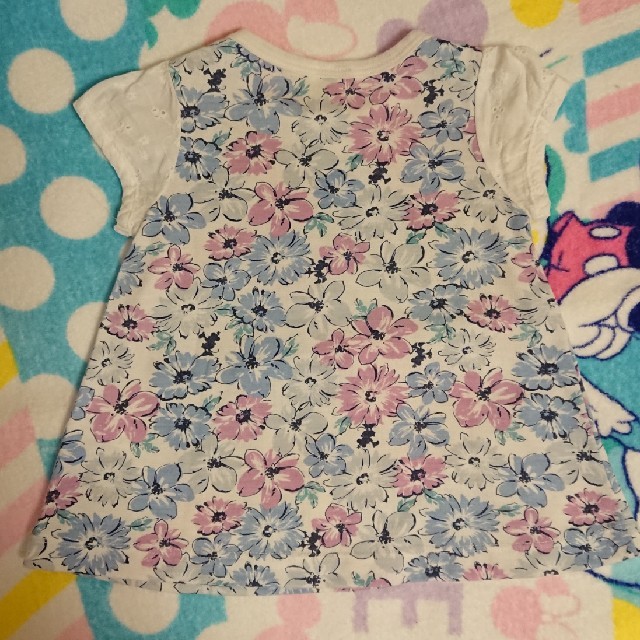 Disney(ディズニー)のお花柄 ミニーちゃんTシャツ キッズ/ベビー/マタニティのベビー服(~85cm)(Ｔシャツ)の商品写真