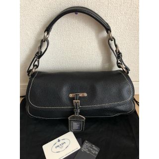 プラダ(PRADA)の美品☆PRADA プラダ ショルダーバッグ カーフ レザー 黒(ショルダーバッグ)