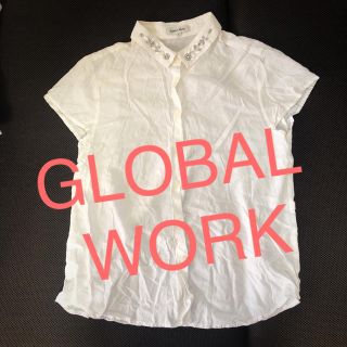 グローバルワーク(GLOBAL WORK)のGLOBAL WORK ビジュー襟付きシャツ 綺麗め(シャツ/ブラウス(半袖/袖なし))
