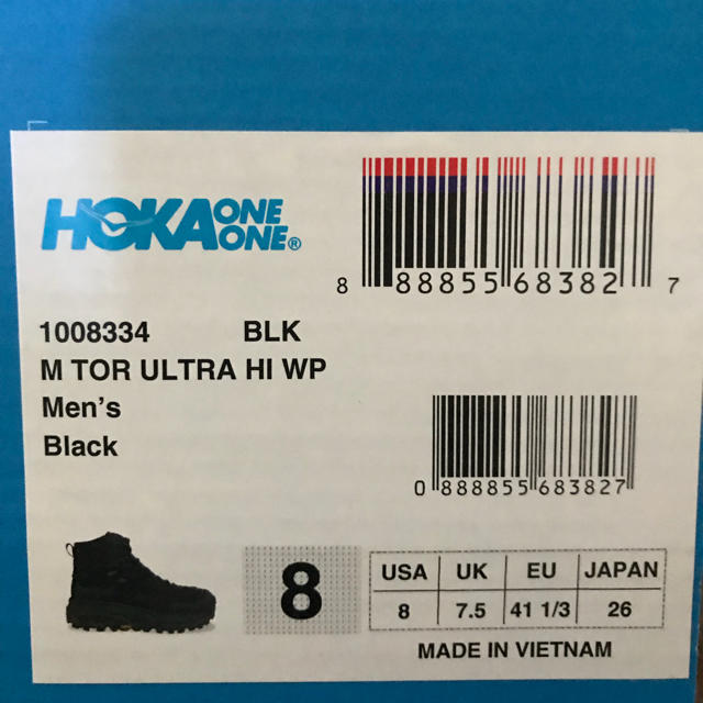 美品 HOKA ONE ONE TOR ULTRA HI WP 黒 26.0cm メンズの靴/シューズ(スニーカー)の商品写真