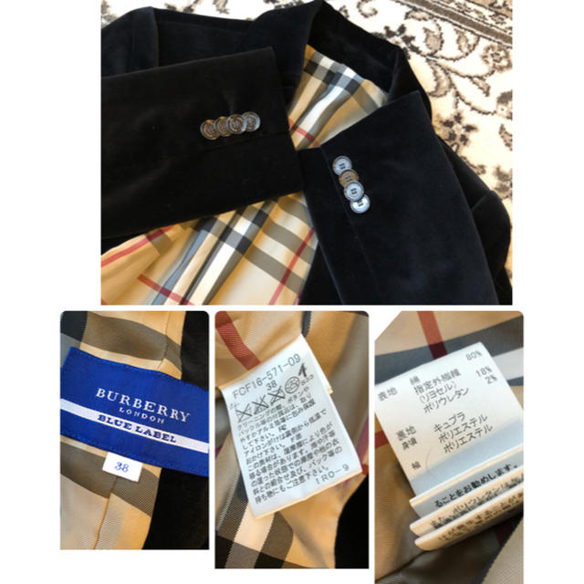 BURBERRY BLUE LABEL(バーバリーブルーレーベル)の美品バーバリーBurberry上質コットン混テーラードジャケット♫ レディースのジャケット/アウター(テーラードジャケット)の商品写真